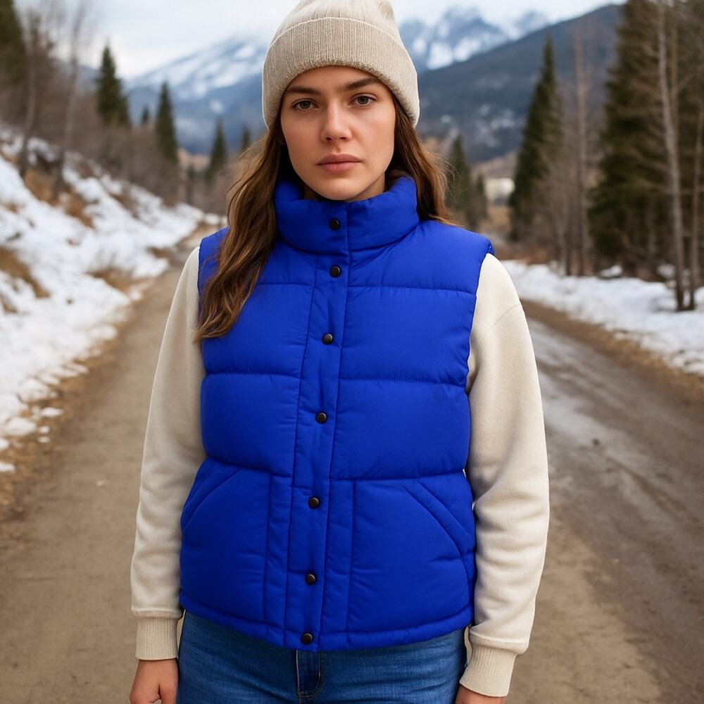 The North Face Vintage Purple Neck Label Down Vest Women’s L Blue
